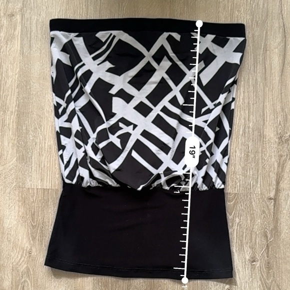Vintage y2k Black Geometric Print Tube Top - Picture 3 of 7